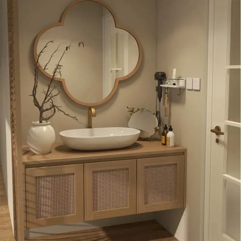 Home Bathroom Design Simple - Japanischer Aufbewahrungs-Badezimmerschrank, Regale mit Spiegel, moderner