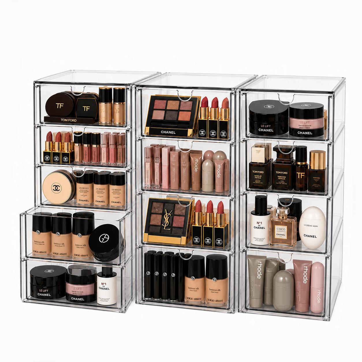 Home Bathroom Vanity - 13-Schubladen-Make-up-Organizer aus klarem Acryl, große Kapazität,