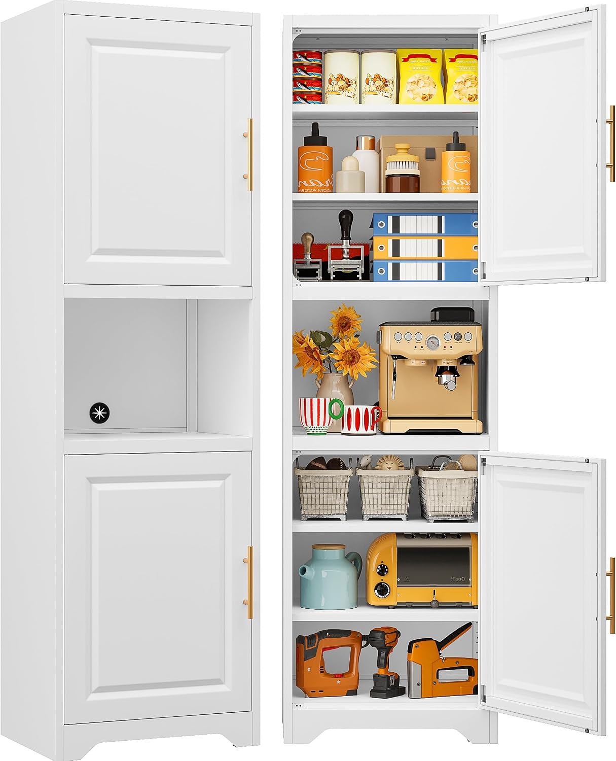 Home Bathroom Organizer - 67 Zoll hoher, schmaler Aufbewahrungsschrank mit