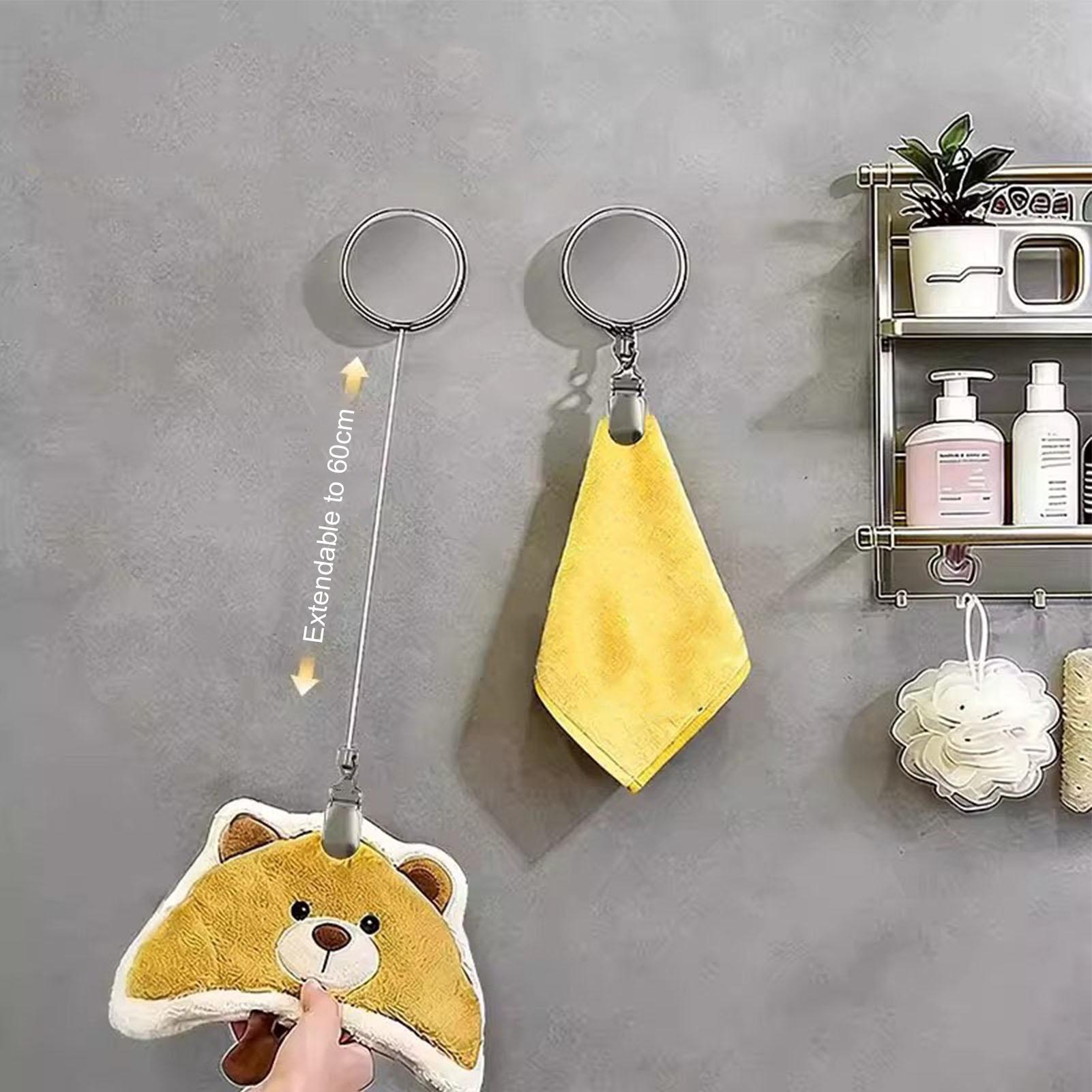 Home Bathroom Towels - 1 Stück Bohrfreier Selbstklebender Automatisch Einziehbarer