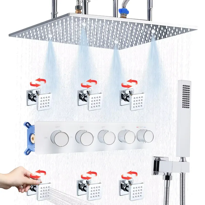 Shower Head Rain - Komplettes Duschset Regenduschkopf Verstellbare Körpersprühdüse Handbrause