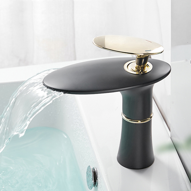 Home Hardware Bathroom Faucets - Wasserfall Becken Wasserhahn Weiß Gold Heiß