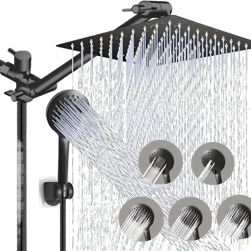 Shower Head Rain - Edelstahl Regenduschkopf-Set mit Verlängerungsarm & Handbrause,