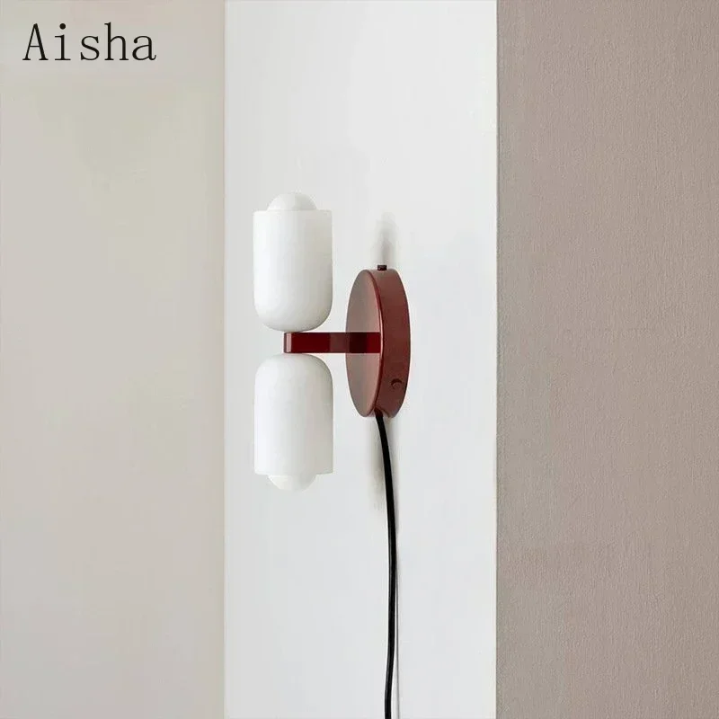 Home Bathroom Design Simple - Glas-Wandleuchte, einfache Doppelkopf-Wandleuchte für Schlafzimmer, Nachttisch,
