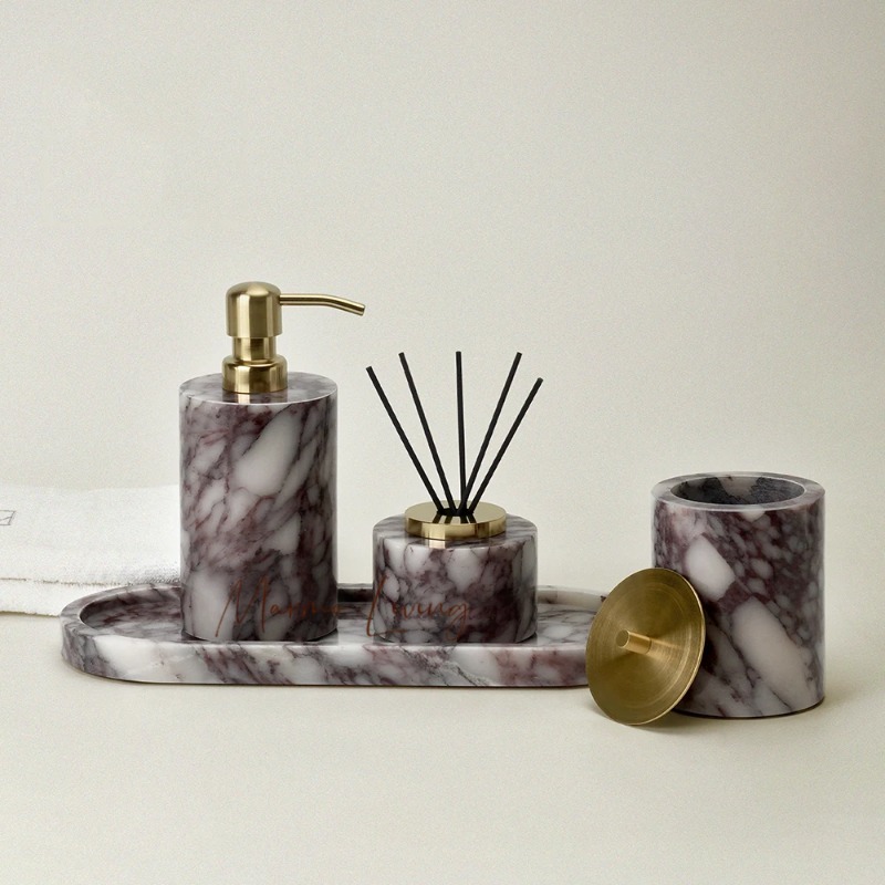 Zara Home Bathroom - Calacatta Viola Violett Naturmarmor Badezimmerzubehör-Set Luxus-Seifenspender