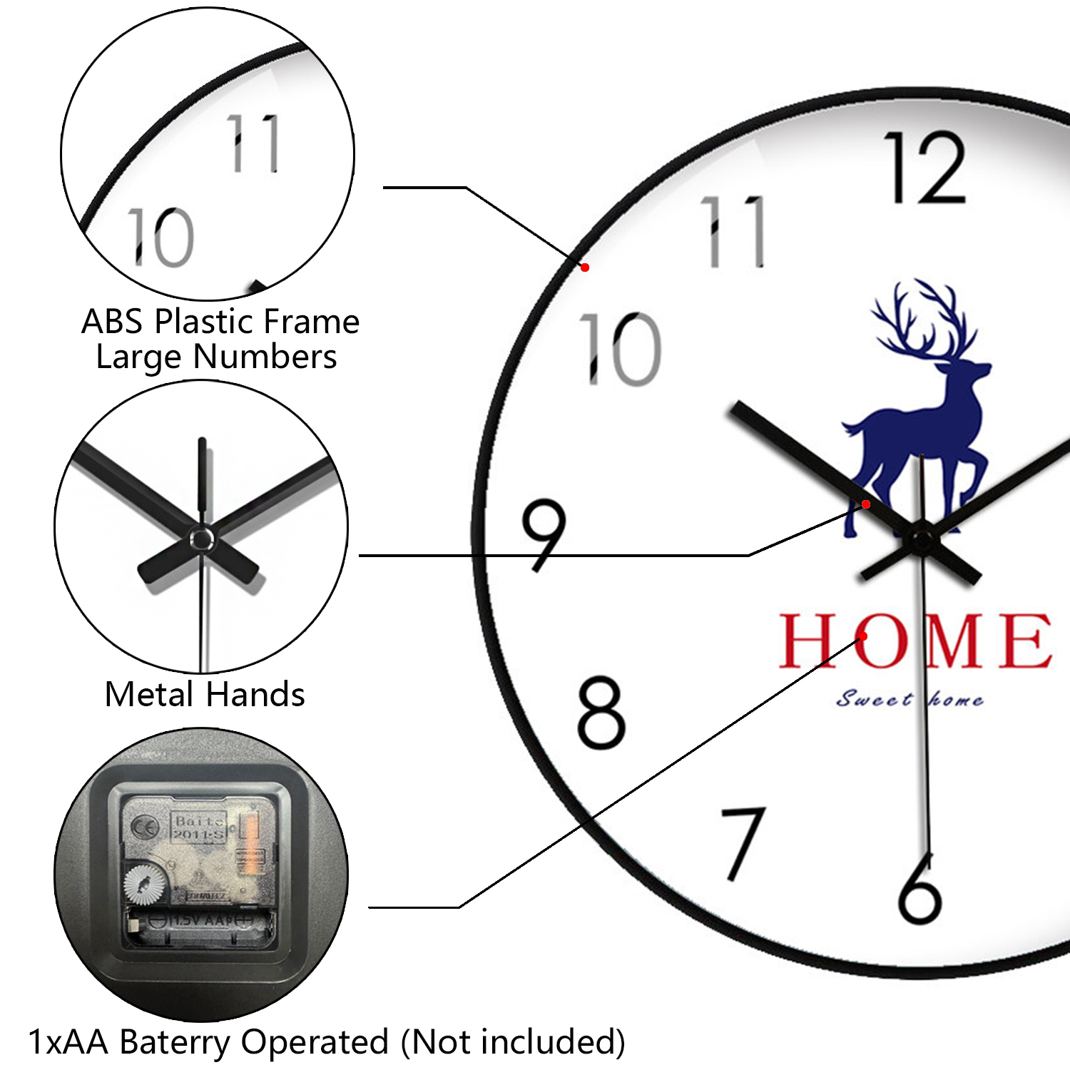 Neue elegante Wanduhr mit Hirs – Home Bathroom Design Simple Bewertung und Preis