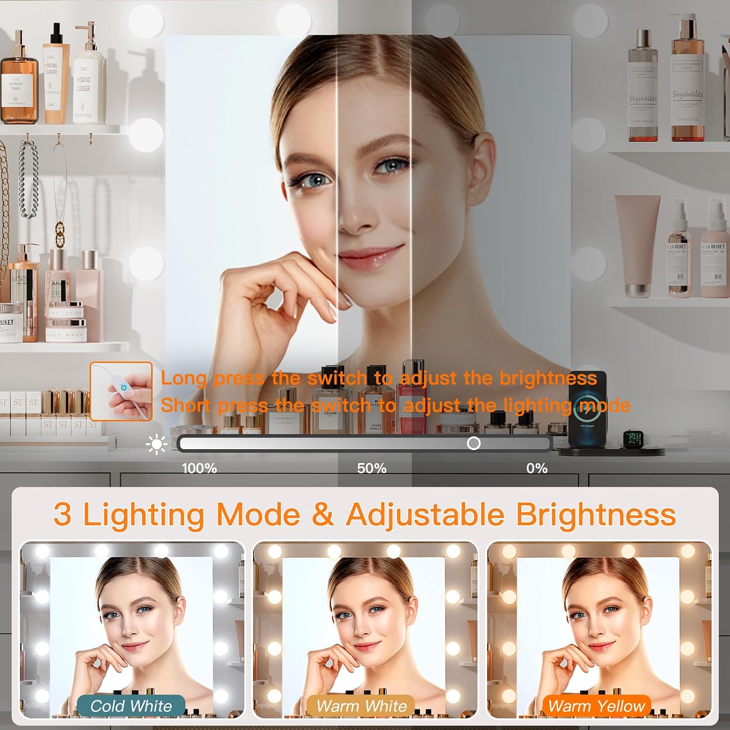 Großer Schminktisch mit LED-be – Home Outlet Bathroom Bewertung und Preis