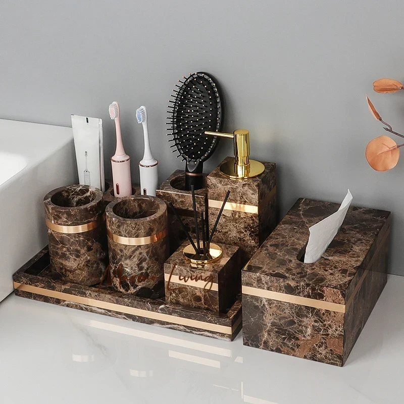 1 Set Emperador Dark Naturmarm – Zara Home Bathroom Bewertung und Preis