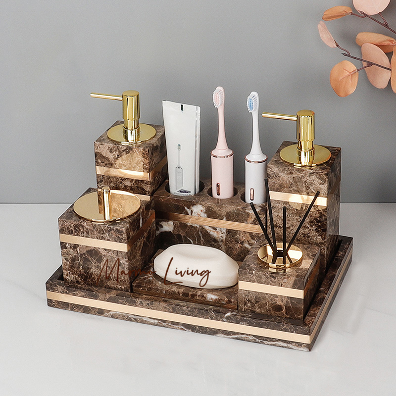 1 Set Emperador Dark Naturmarm – Zara Home Bathroom Bewertung und Preis
