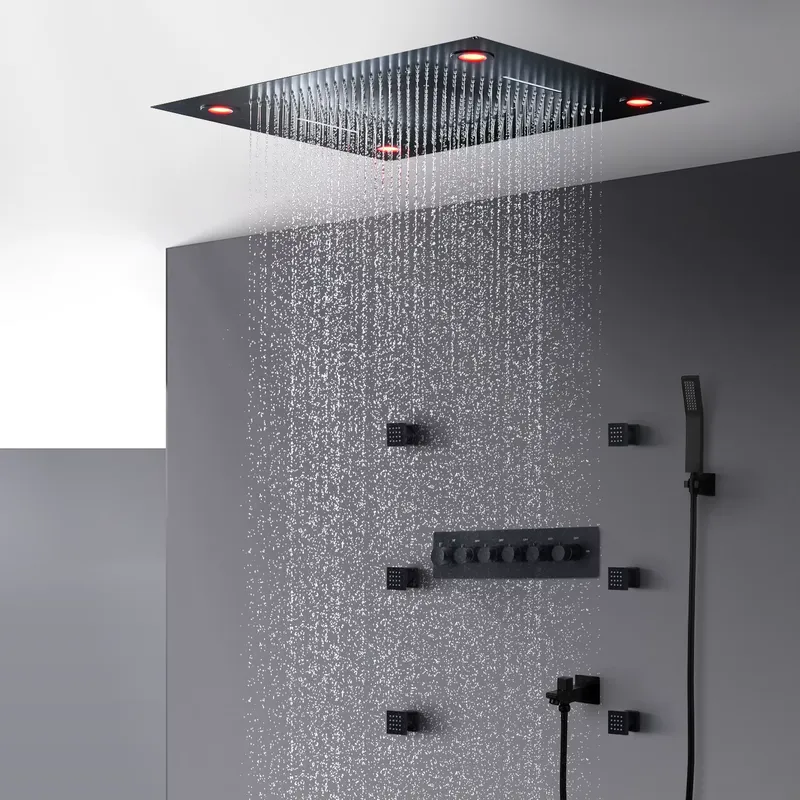 Schwarzes Duschkopf-Set mit Th – Shower Head Rain Bewertung und Preis